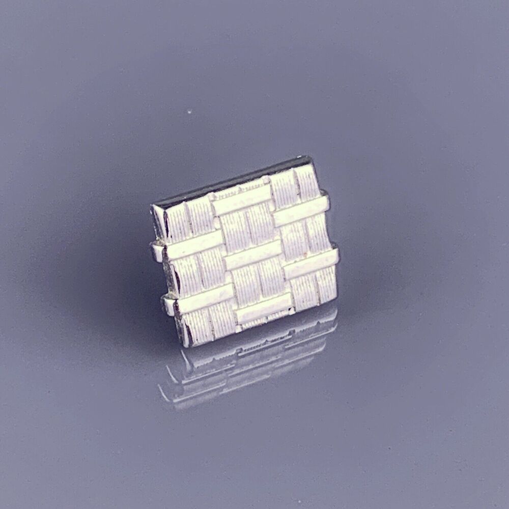 Small Modernist Tie Tack Pin Silver Tone Simple Formal Square MCM Etched Vintage